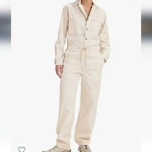 Levi's Cream Cargo Jumpsuit Size Medium